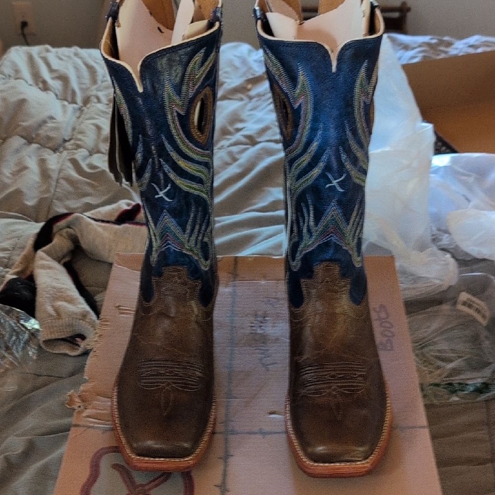 Twisted X Men's Cowboy Boots - Brown and Blue Square Toe